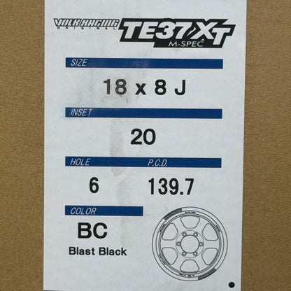 Volk Racing TE37XT M-Spec 18x8 +20 6x139.7 Blast Black (SET)