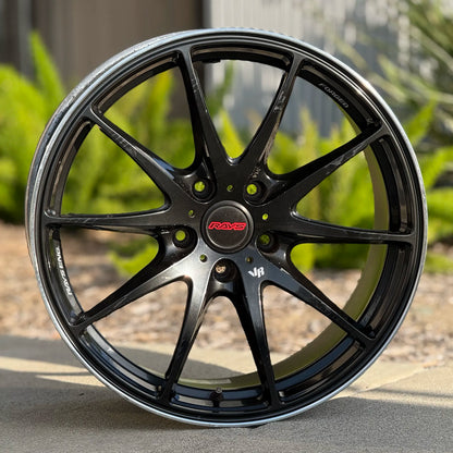 Volk Racing G25 18x9.5 +43 5x114.3 Formula Silver / Black Clear / Rim Edge DC (PRE-OWNED)