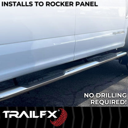 TrailFX 4" Oval Bent Step Bar For Ford Ranger Crew-Stainless (A1015S)