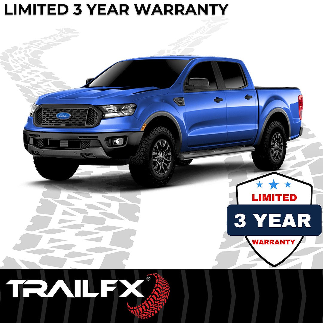TrailFX 4" Oval Straight Step Bar For Ford Ranger Crew- Black (A1550B)