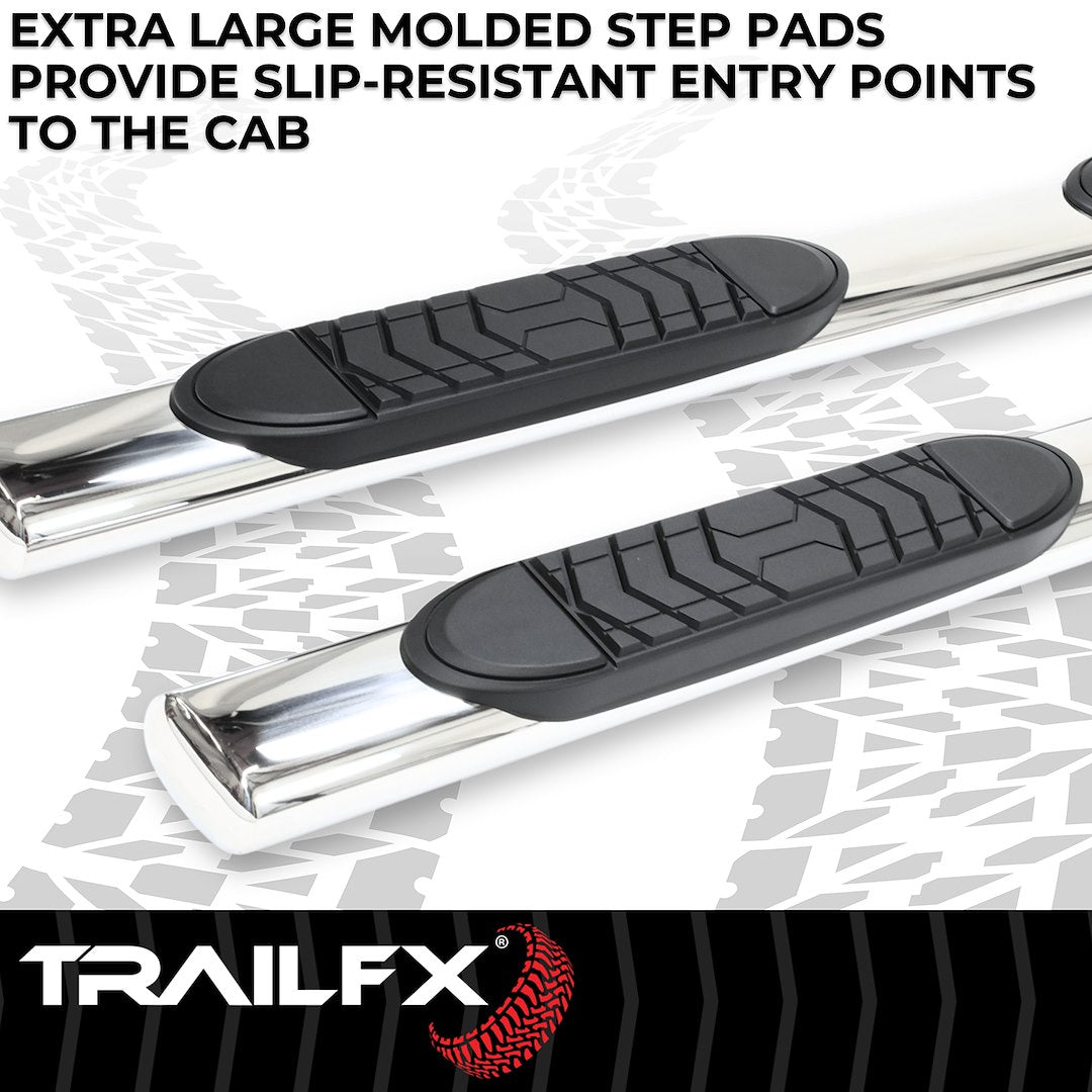 TrailFX 5" Oval Straight Step Bar For Toyota Tacoma Double-Stainless (A7009S)
