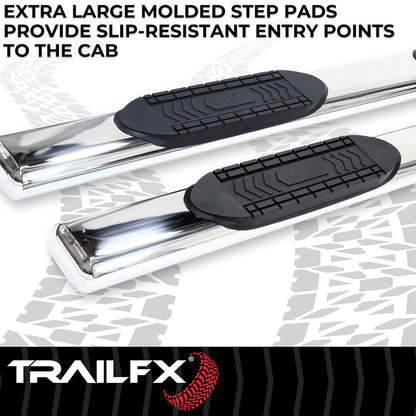 TrailFX 6" Oval Straight Step Bar For Toyota Tacoma Double- Stainless (A8215S)