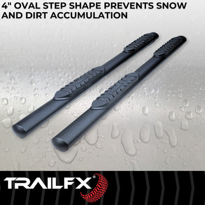 TrailFX 4" Oval Straight Step Bar For GM Tahoe/Yukon- Black (A1554T)