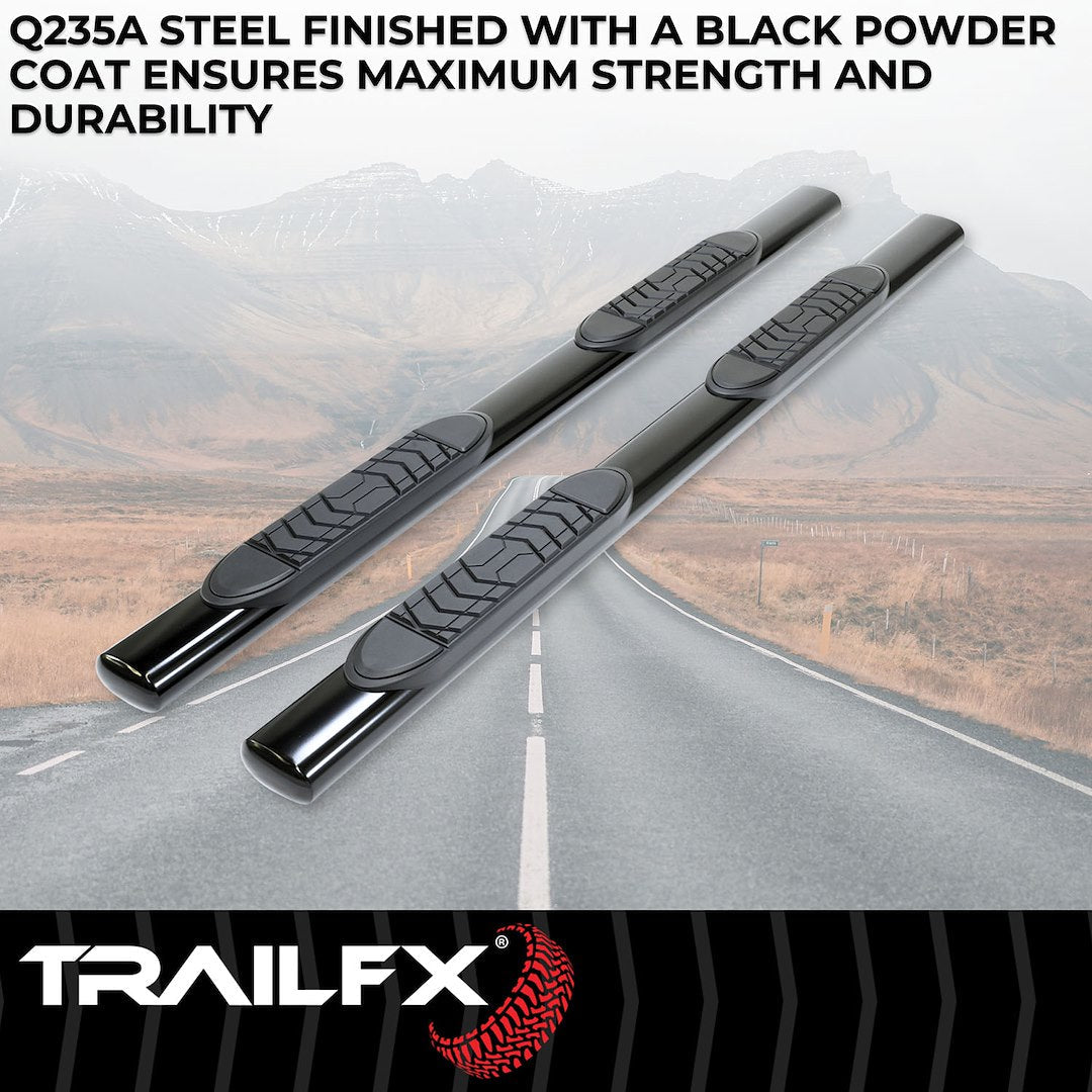 TrailFX 5" Oval Straight Step Bar For GM Silverado/Sierra Extended-Black (A7002B)