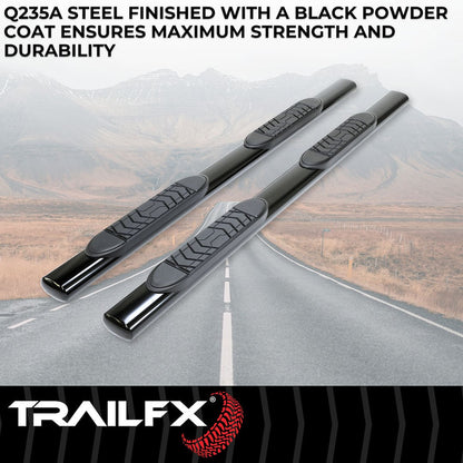 TrailFX 5" Oval Straight Step Bar For GM Silverado/Sierra Extended-Black (A7002B)