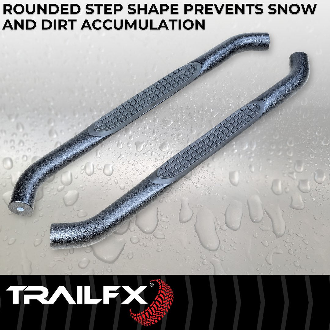 TrailFX 3" Round Step Bar For Jeep Wrangler JL 2 Dr- Black (A0056T)