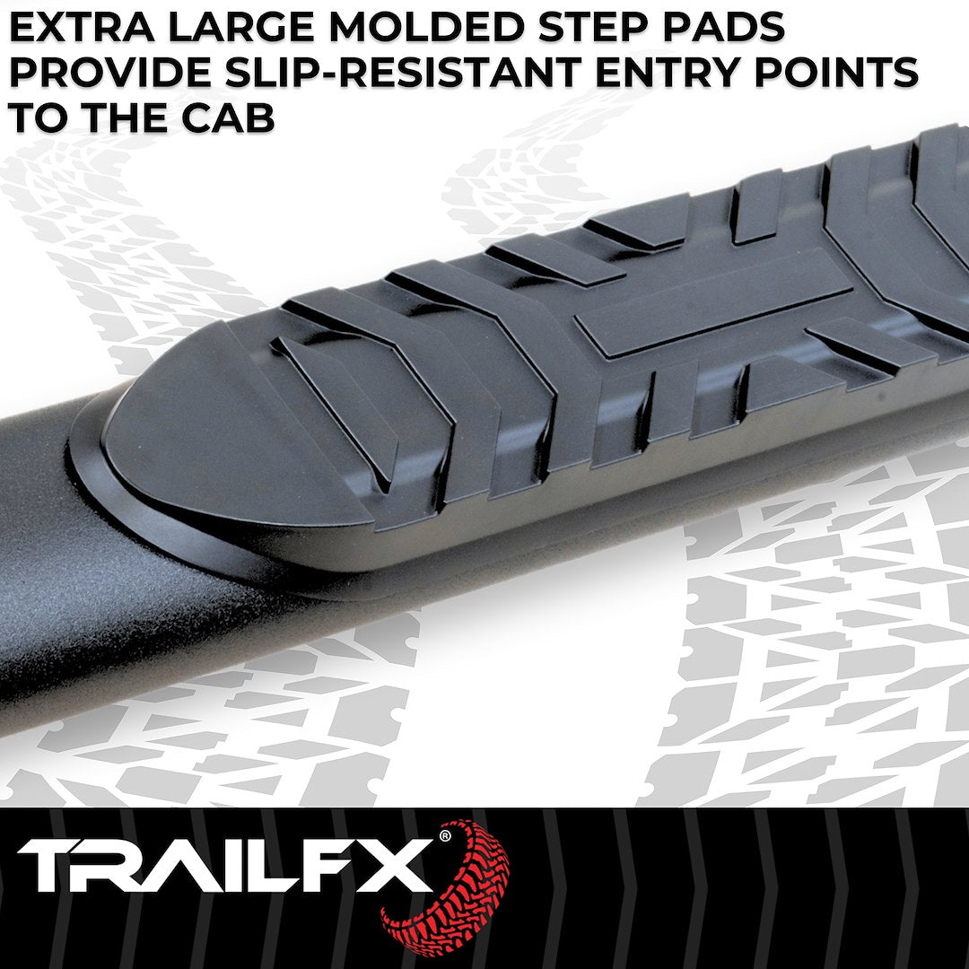 TrailFX 4" Oval Bent Step Bar For Ram 1500-3500 Crew- Black (A1007B)