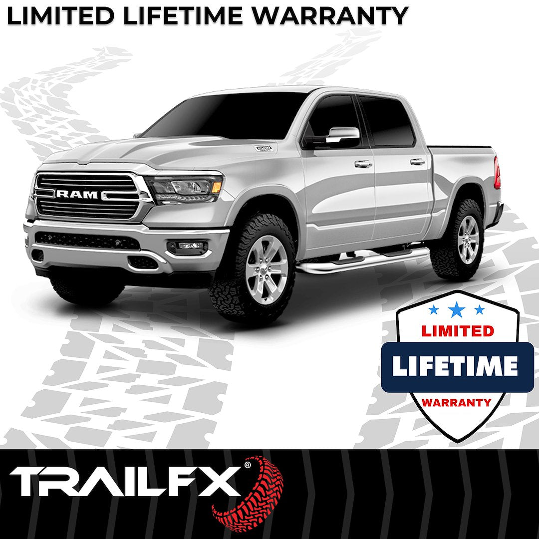 TrailFX 4" Oval Bent Step Bar For Ram 1500 Crew- Stainless (A1012S)