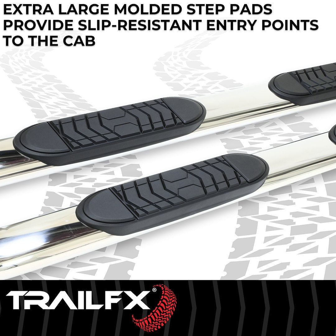TrailFX 5" Oval Bent Step Bar For GM Silverado/Sierra Crew-Stainless (A7086S)