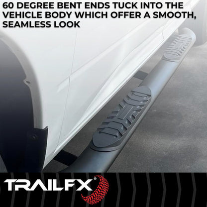 TrailFX 4" Oval Bent Step Bar For Toyota Tacoma Double- Black (A1009B)