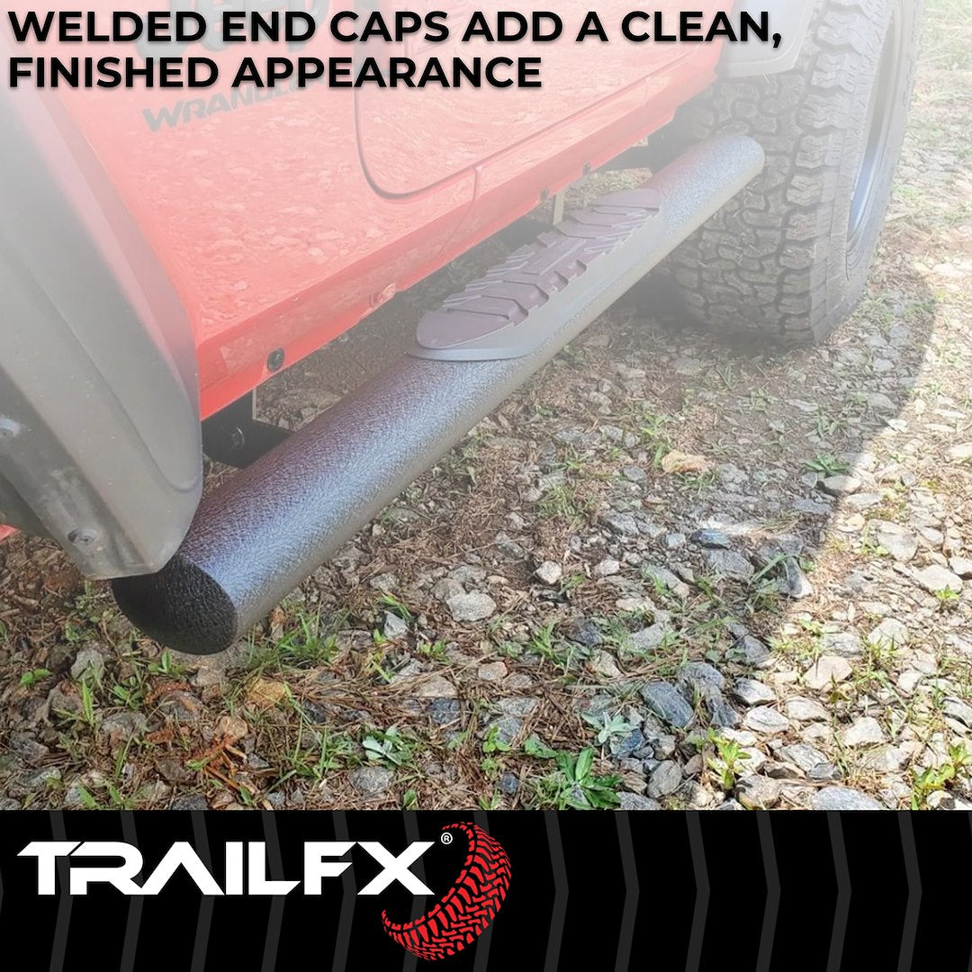 TrailFX 4" Oval Straight Step Bar For Jeep Wrangler JL 4 Dr- Black (A1545T)