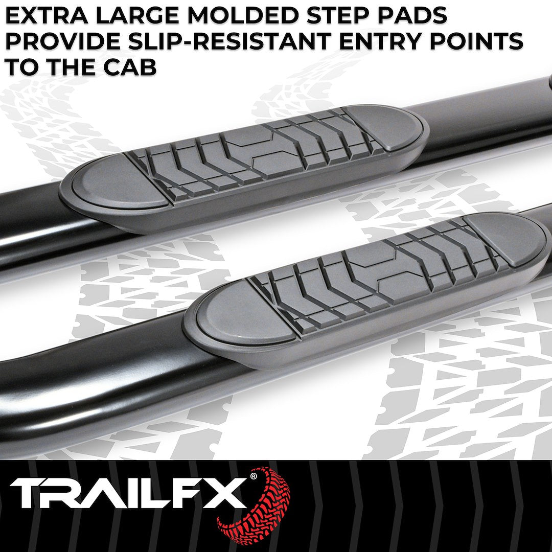 TrailFX 5" Oval Bent Step Bar For GM Silverado/Sierra Crew-Black (A7086B)