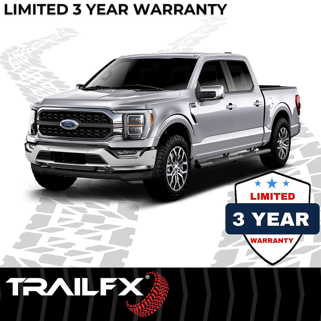 TrailFX 4" Oval Straight Step Bar For Ford F150 Extended- Black (A1504B)