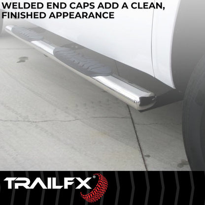 TrailFX 4" Oval Straight Step Bar For Ford F150-350 Standard- Stainless (A1530S)