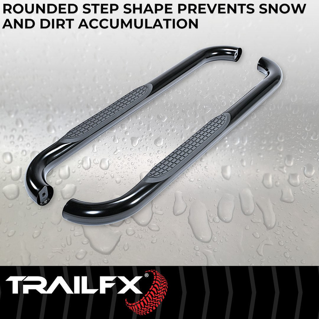 TrailFX 3" Round Step Bar For GM Silverado/Sierra Standard- Black (A0032B)
