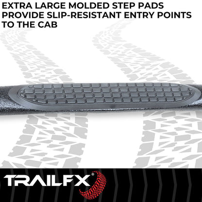 TrailFX 3" Round Step Bar For Jeep Wrangler JK 4 Dr- Black (A0027T)