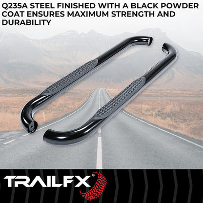 TrailFX 3" Round Step Bar For GM Silverado/Sierra Standard- Black (A0032B)