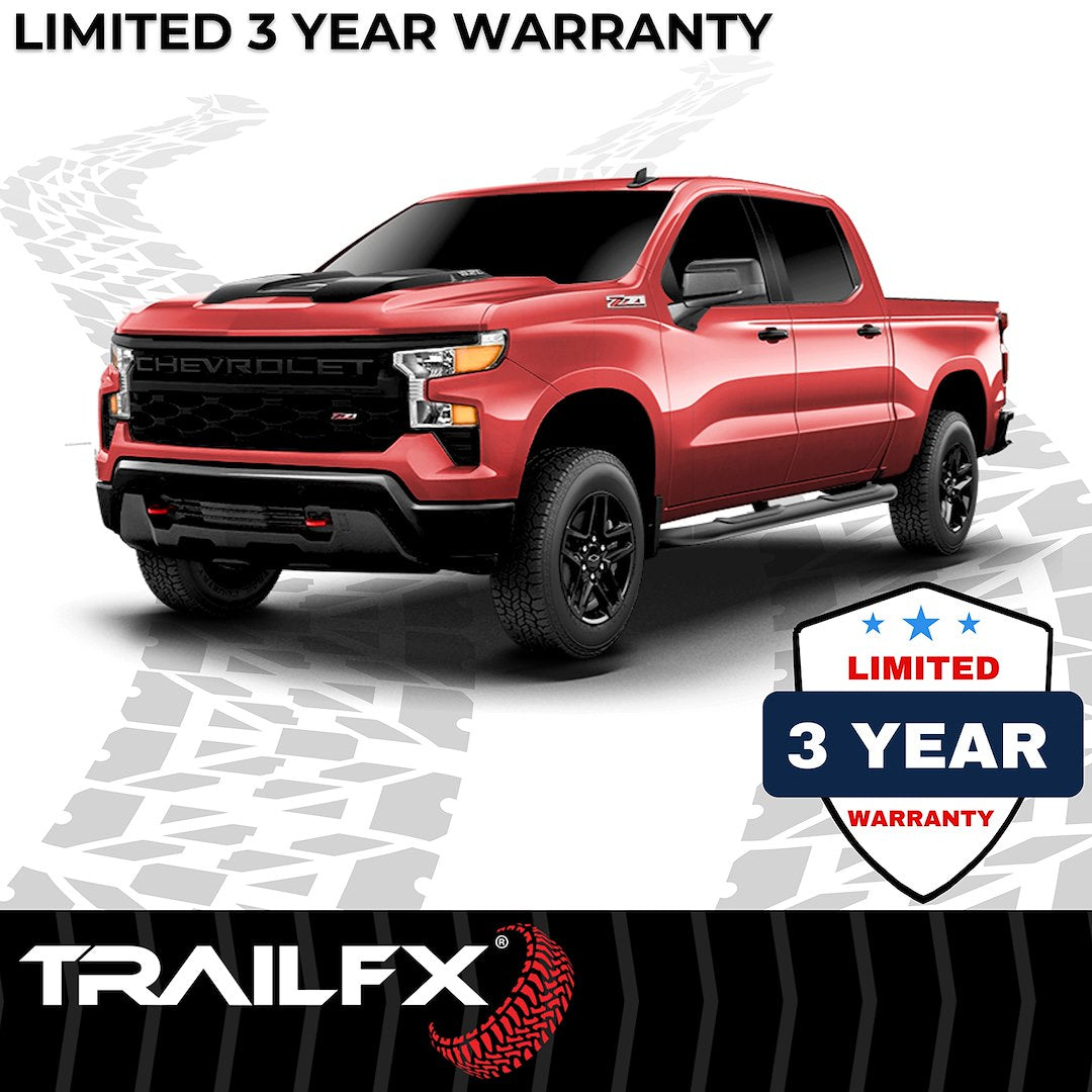 TrailFX 4" Oval Bent Step Bar For GM Silverado/Sierra Crew-Black (A1003B)