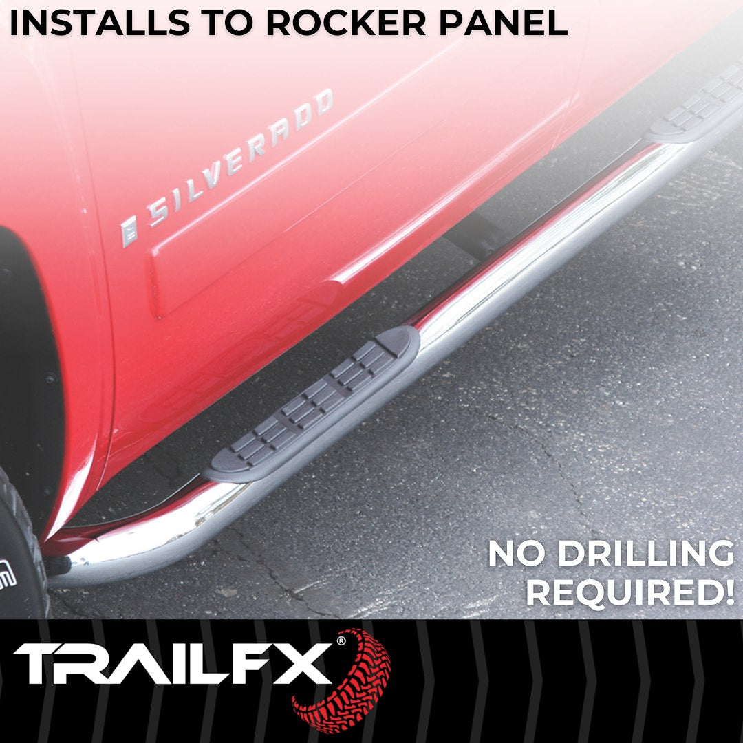 TrailFX 3" Round Step Bar For Toyota Tacoma Crew- Stainless (1150522051)