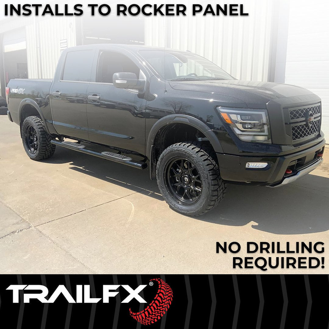 TrailFX 6" Oval Straight Step Bar For GM Silverado/Sierra Crew- Black (A8255B)