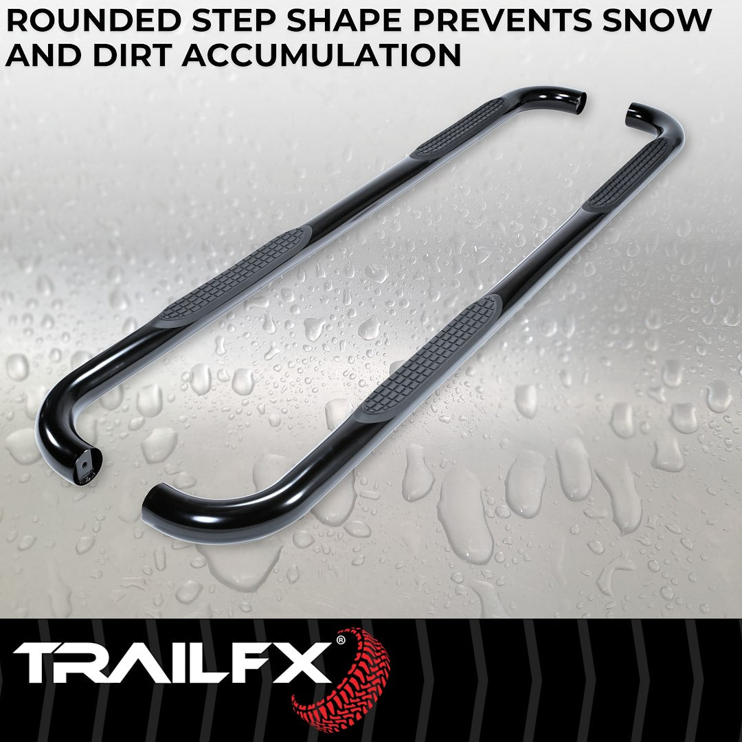 TrailFX 3" Round Step Bar For Ford Ranger Crew- Black (A0060B)
