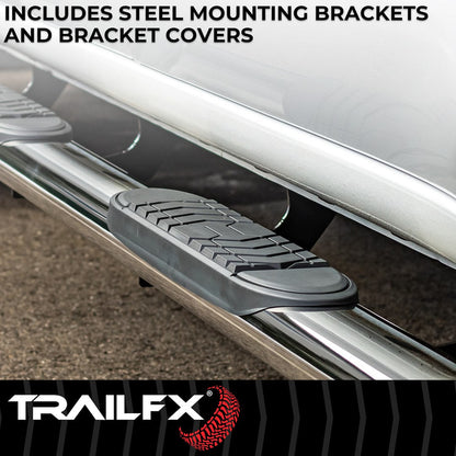 TrailFX 5" Oval Bent Step Bar For GM Silverado/Sierra Extended-Stainless (A7090S)