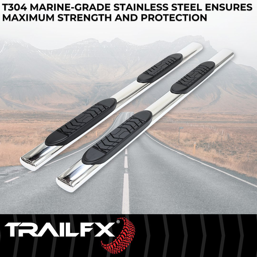 TrailFX 5" Oval Straight Step Bar For Ram 1500 Extended-Stainless (A7084S)