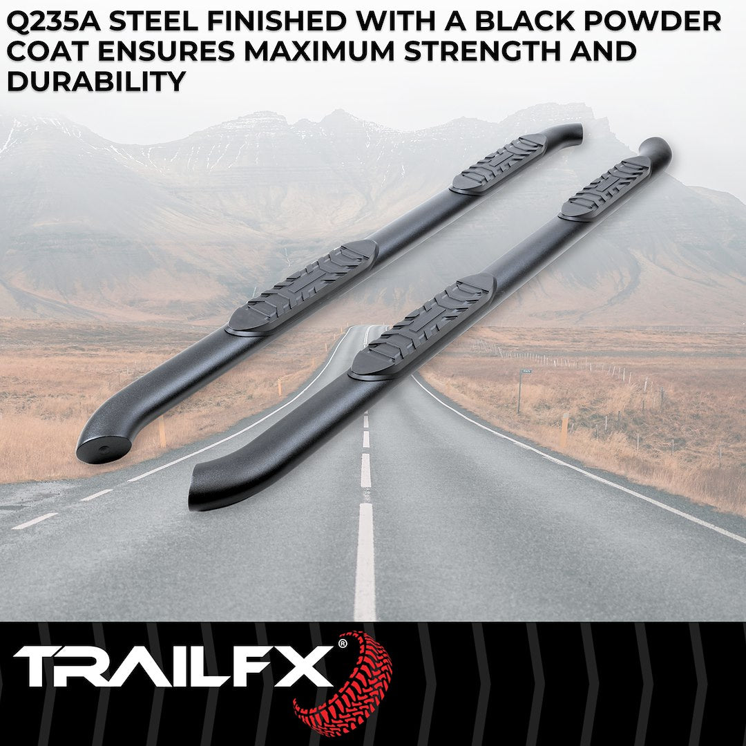 TrailFX 4" Oval Bent Step Bar For Jeep Gladiator-Black (A1017B)