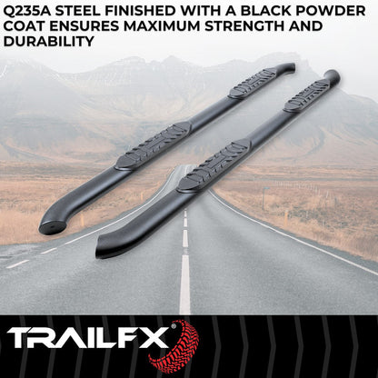 TrailFX 4" Oval Bent Step Bar For Jeep Gladiator-Black (A1017B)