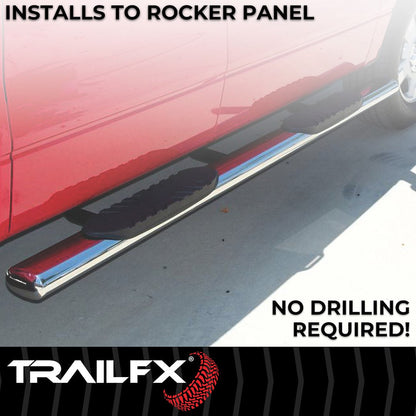 TrailFX 4" Oval Straight Step Bar For Jeep Wrangler JL 4 Dr- Stainless (A1545S)