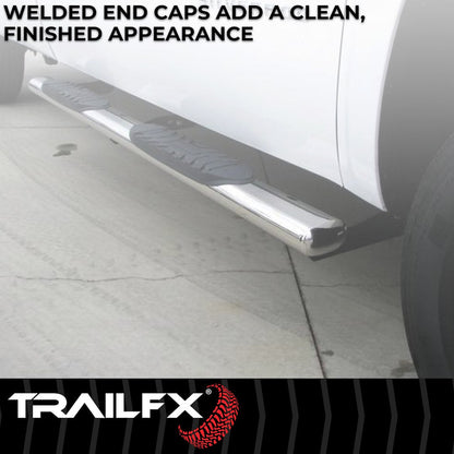 TrailFX 4" Oval Straight Step Bar For Jeep Wrangler JK 4 Dr- Stainless (A1510S)