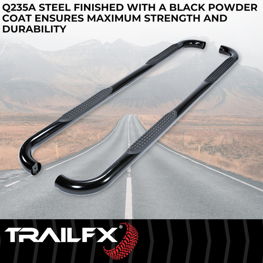 TrailFX 3" Round Step Bar For Ford Ranger Extended- Black (A0059B)