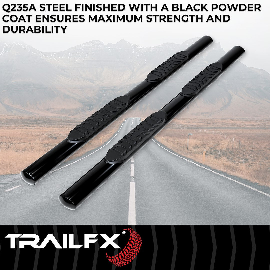 TrailFX 4" Oval Straight Step Bar For GM Suburban/Yukon- Black (A1502B)