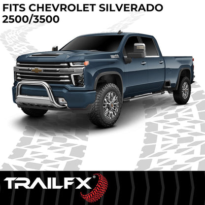 TrailFX 3" Round Bull Bar For GM Silverado/Sierra 25002/3500- Stainless (B0040S)