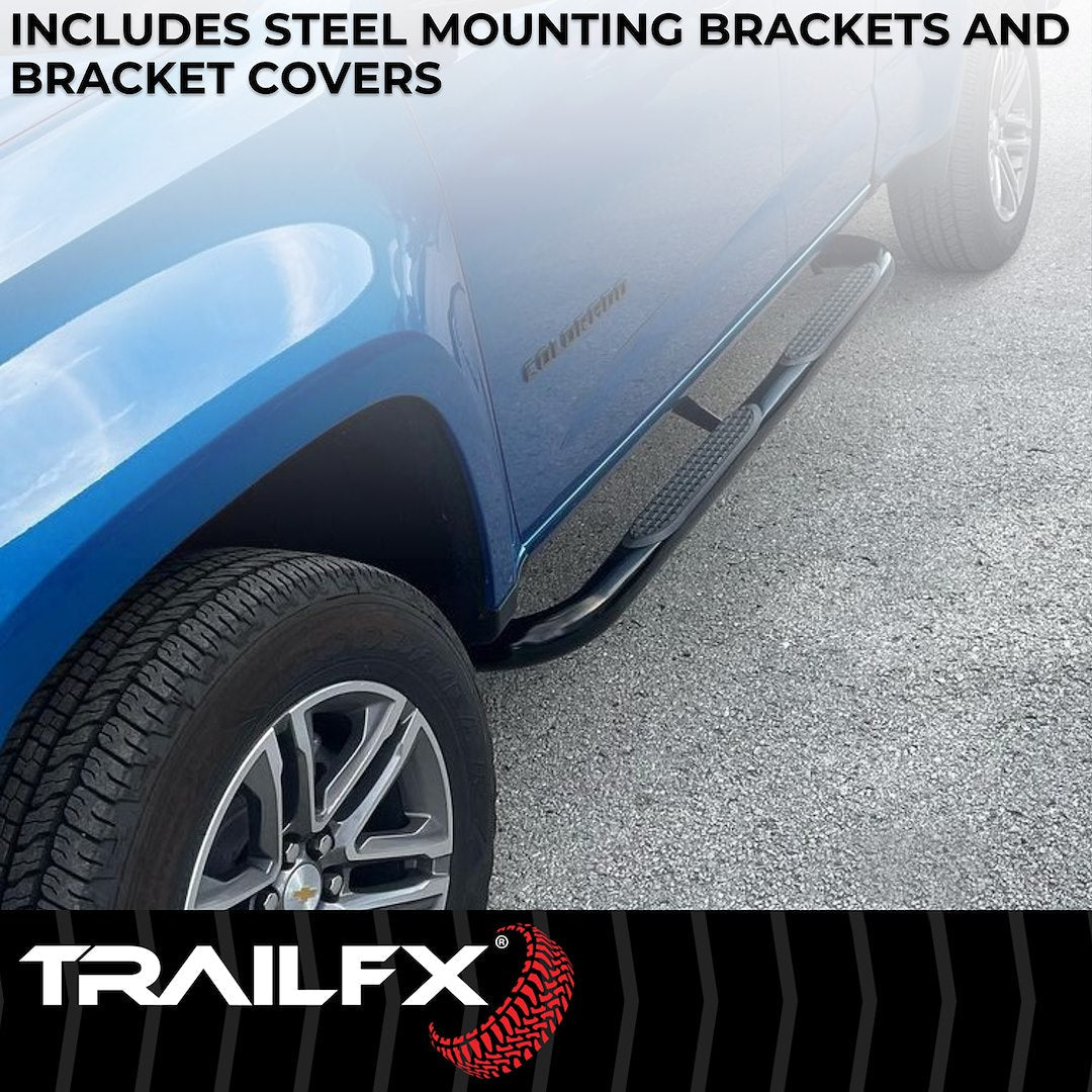 TrailFX 3" Round Step Bar For Jeep Wrangler JL 2 Dr- Black (A0056T)