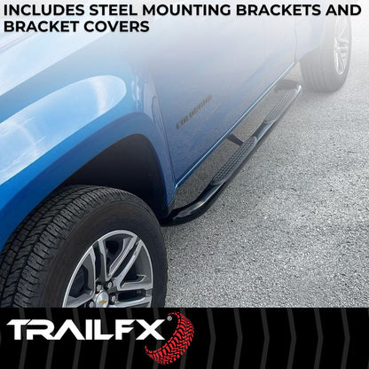 TrailFX 3" Round Step Bar For Jeep Wrangler JL 2 Dr- Black (A0056T)