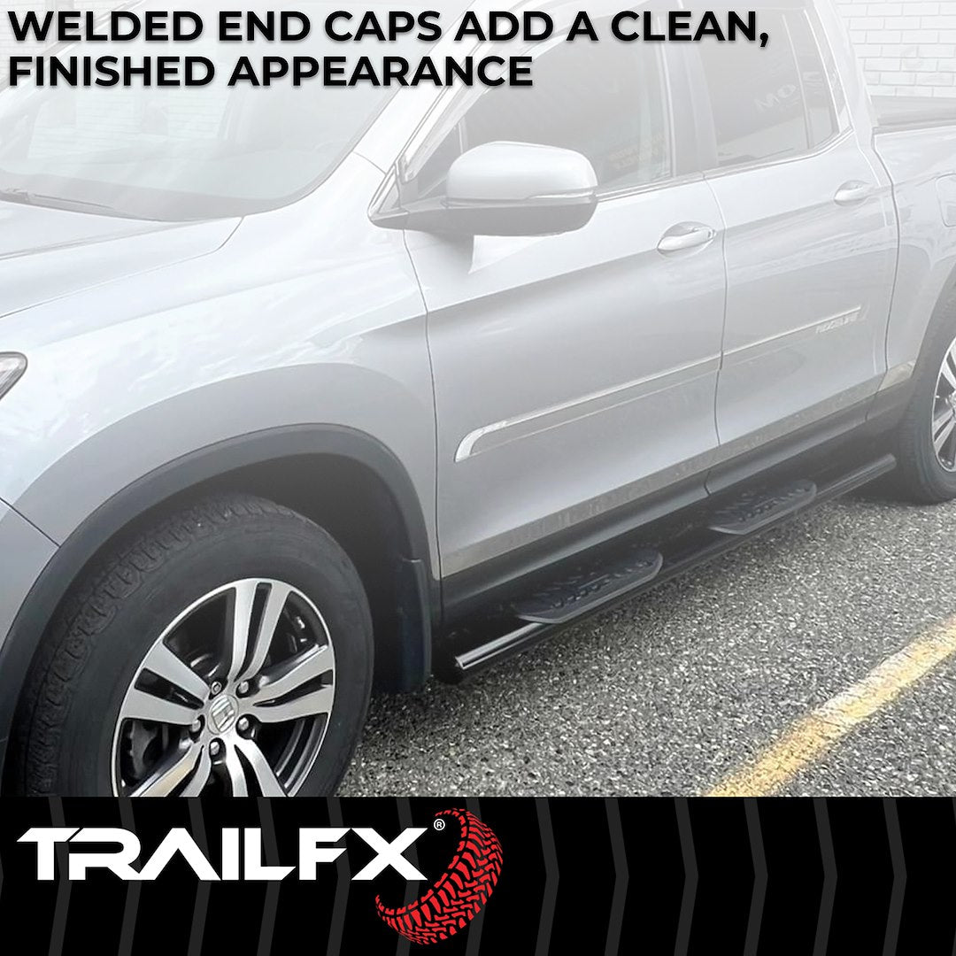 TrailFX 4" Oval Straight Step Bar For GM Silverado/Sierra Extended- Black (A1548B)