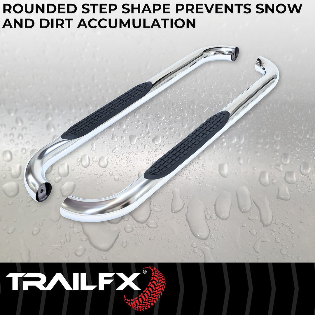 TrailFX 3" Round Step Bar For GM Silverado/Sierra Standard- Stainless (A0029S)