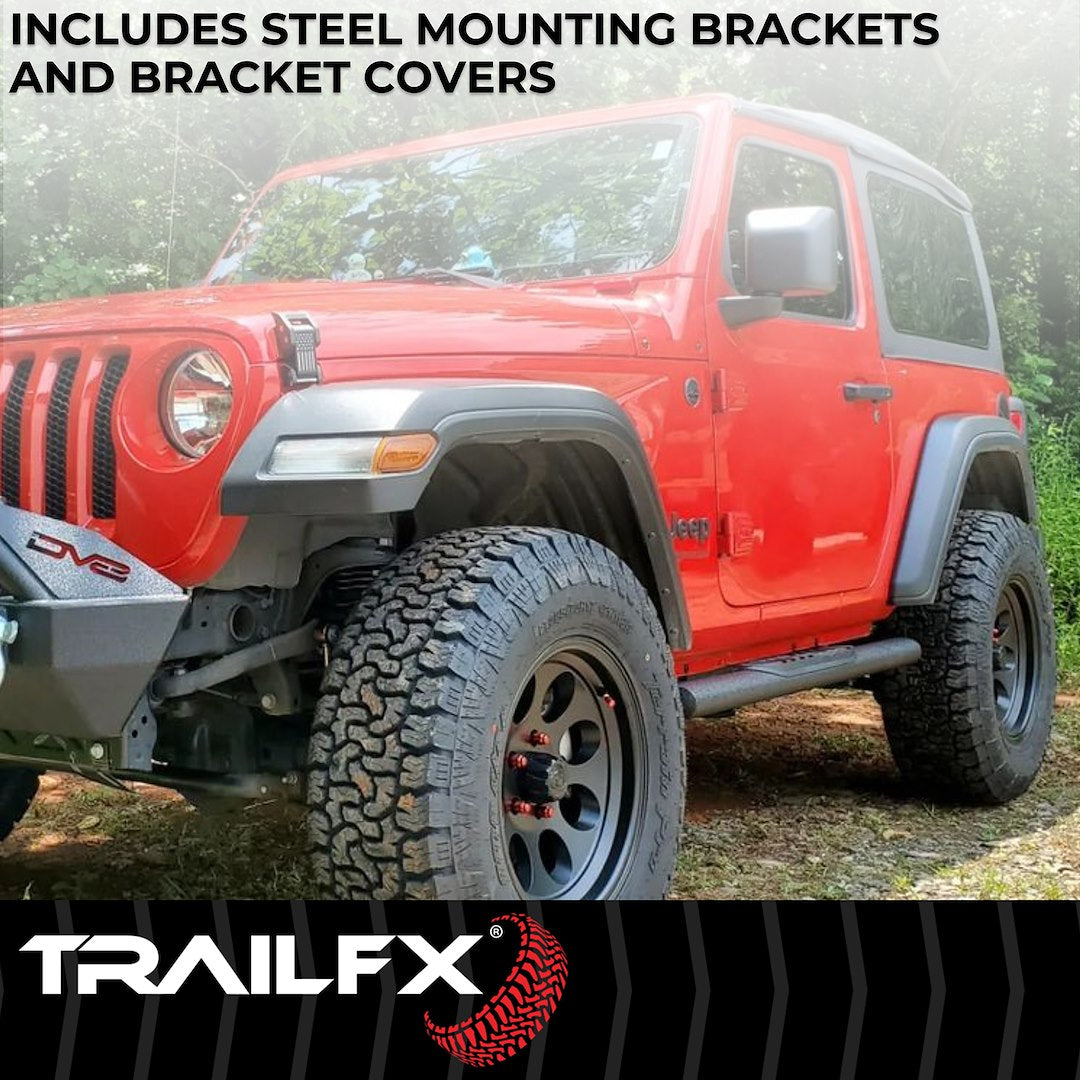 TrailFX 4" Oval Straight Step Bar For Ford Bronco 2 Dr- Black (A1556T)