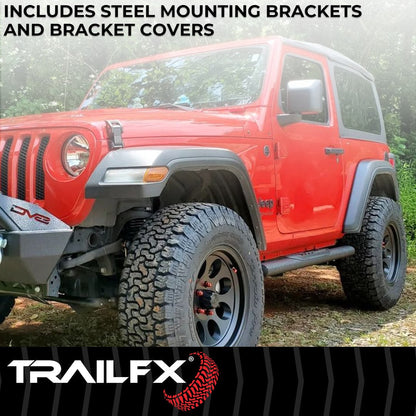 TrailFX 4" Oval Straight Step Bar For Ford Bronco 2 Dr- Black (A1556T)