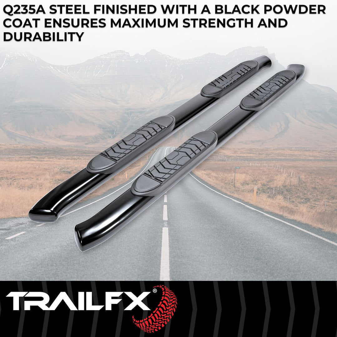 TrailFX 5" Oval Bent Step Bar For GM Silverado/Sierra Crew-Black (A7063B)