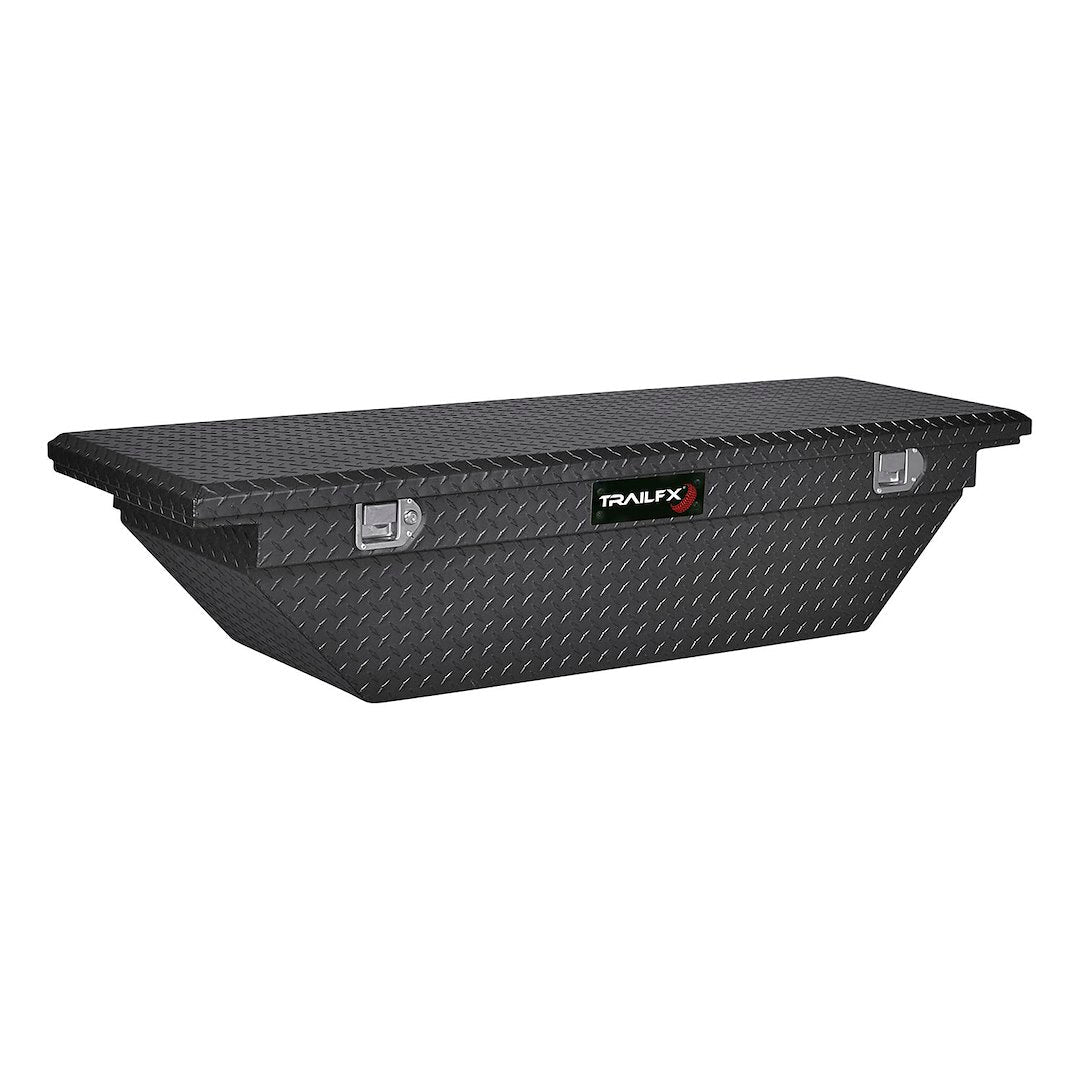 TrailFX 63 Inch Aluminum Low Profile Single Lid Angled Crossover Toolbox- Matte Black (120633)