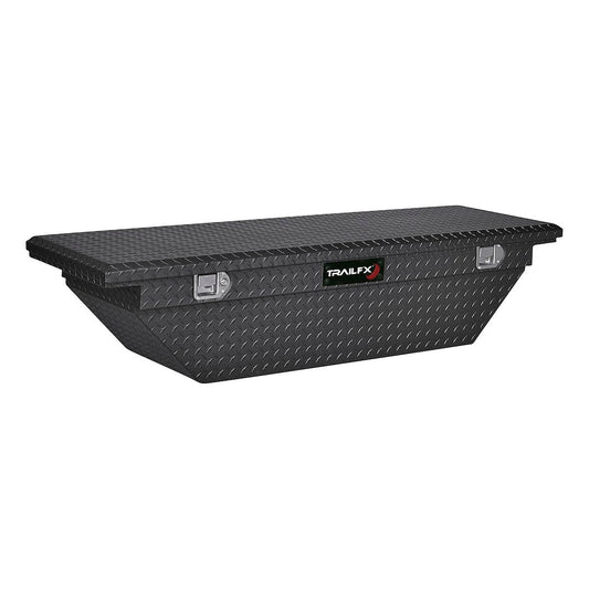 TrailFX 63 Inch Aluminum Low Profile Single Lid Angled Crossover Toolbox- Matte Black (120633)