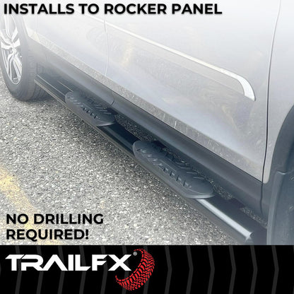 TrailFX 4" Oval Straight Step Bar For Toyota Tacoma Double- Black (2950522053)