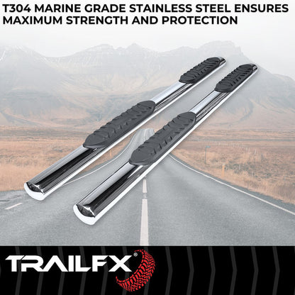 TrailFX 4" Oval Straight Step Bar For Ford F150 Extended- Stainless (A1525S)