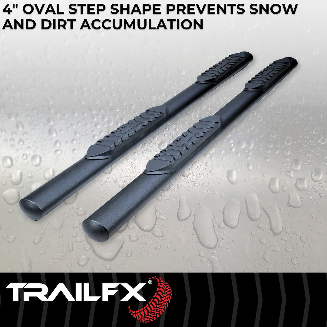 TrailFX 4" Oval Straight Step Bar For Toyota Tundra Crew- Black (A1558T)