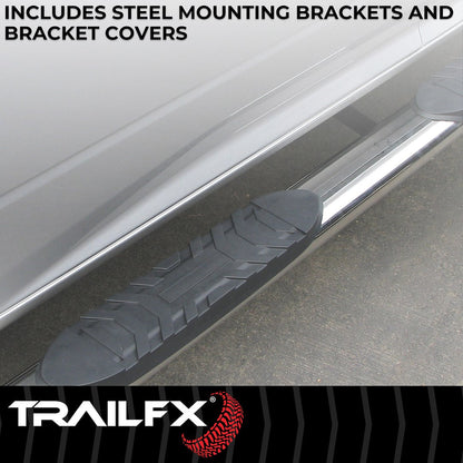 TrailFX 4" Oval Bent Step Bar For Toyota Tacoma Double- Stainless (A1009S)