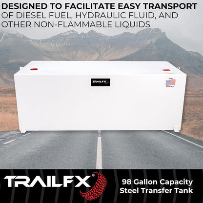 TrailFX 98 Gallon Steel Liquid Transfer Rectangle Tank-White (21098SW)