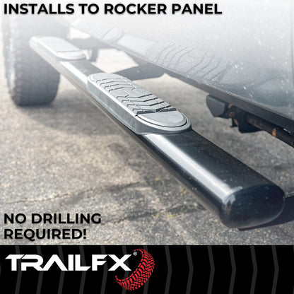 TrailFX 5" Oval Bent Step Bar For GM Silverado/Sierra Extended-Black (A7064B)