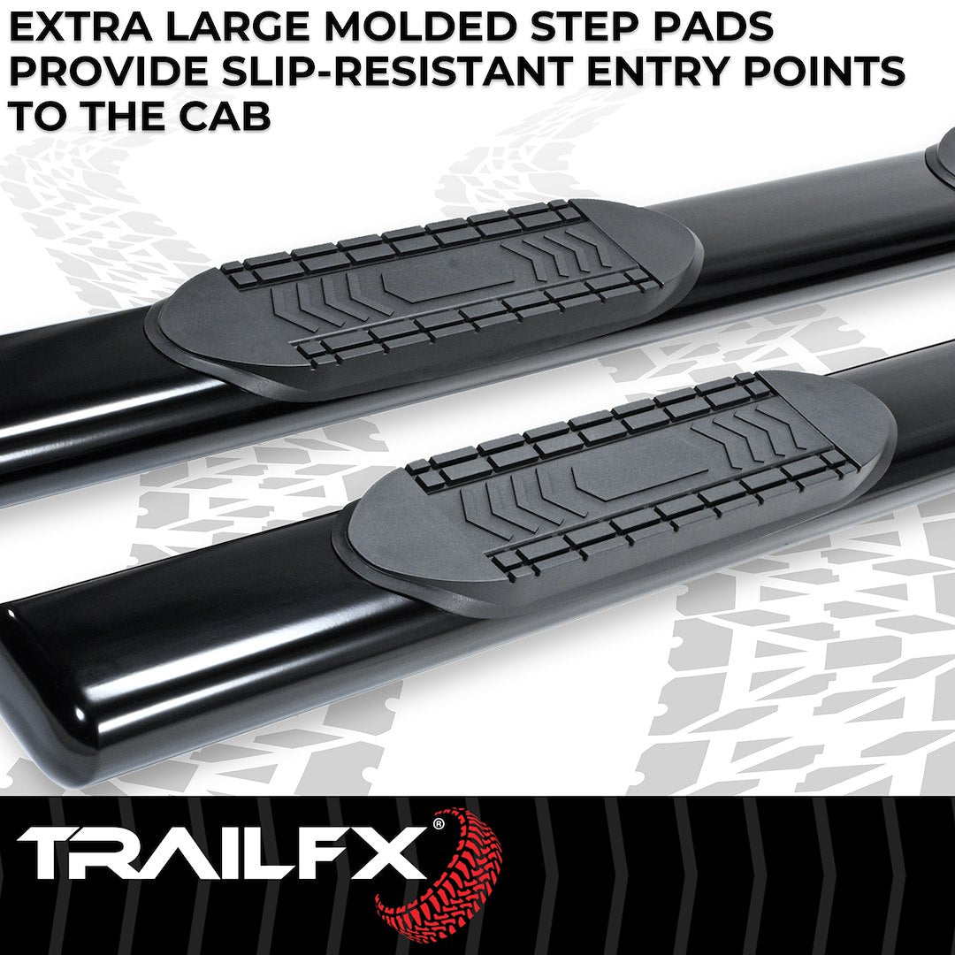 TrailFX 6" Oval Straight Step Bar For Ford F150-350 Crew- Black (A8223B)